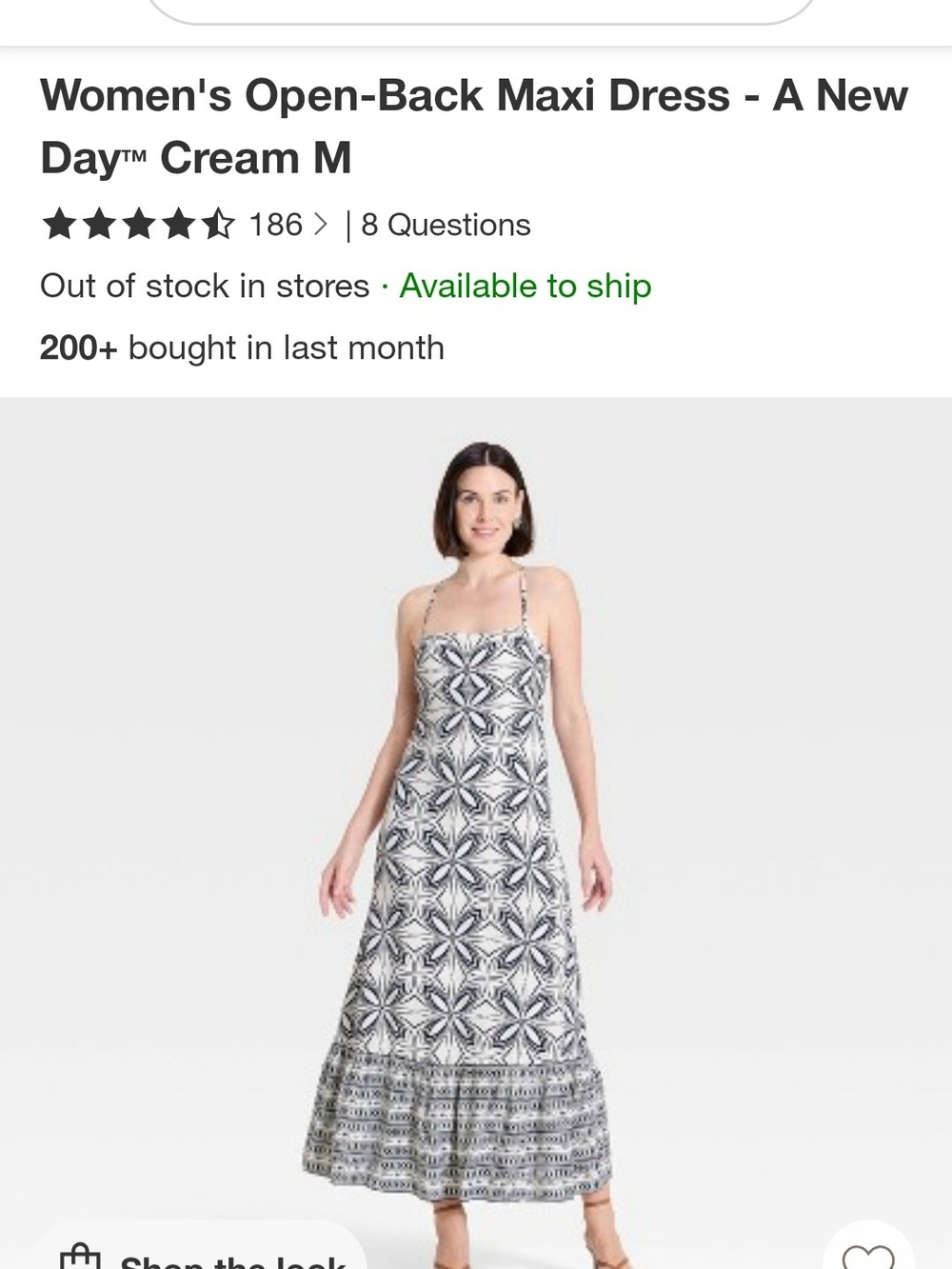 a new day Cream and Black Geometric Open-Back Maxi Dress